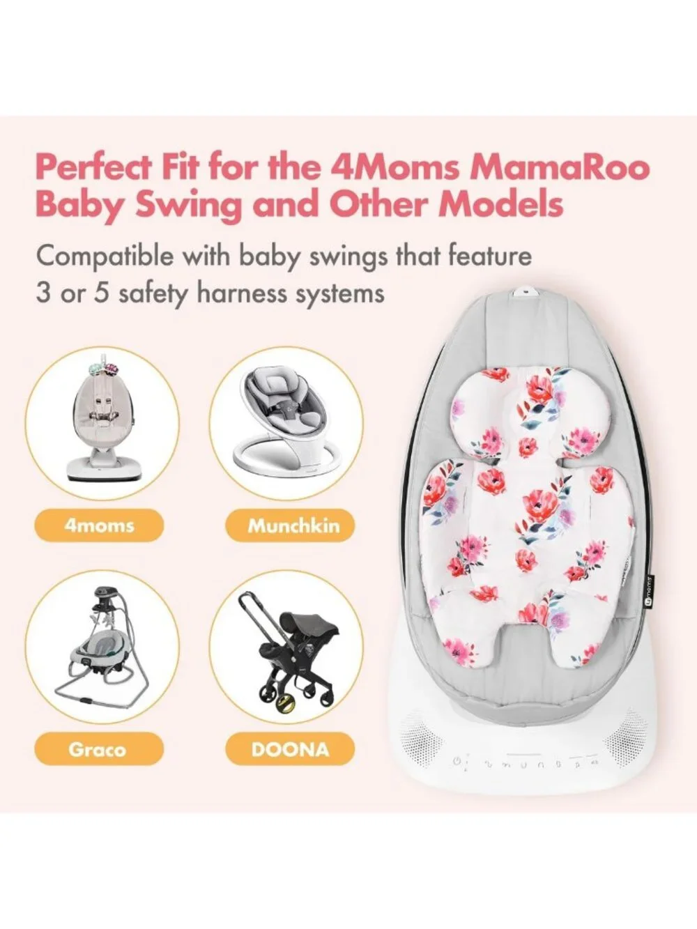 Infant Swing Insert - Head & Body Support Cushion, Reversible, Soft Fabric